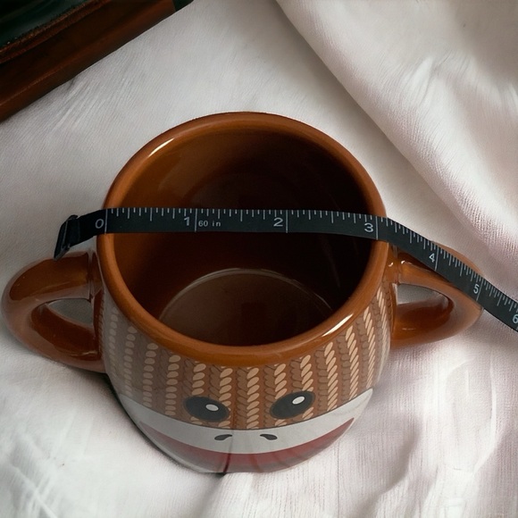 Galerie Sock Monkey Coffee Mug Tea Double Handle Ceramic Brown Cup - Picture 4 of 7